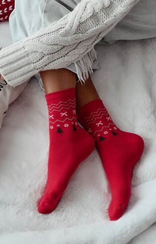 Жіночі святкові шкарпетки Milena 1283-035 – бавовняні, з люрексом, кольорові