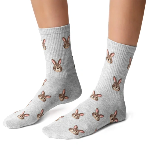 Жіночі шкарпетки Steven Happy Easter 136 – бавовняні з кроликами grey