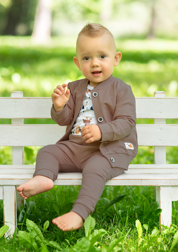 Дитяча кофта з органічної бавовни ABN-3596/BRĄ Psiaki Nini - коричневий