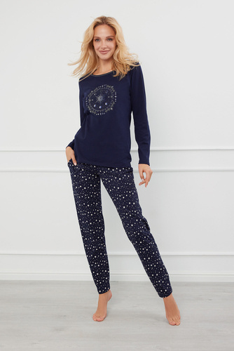 Піжама жіноча Arugia довгий рукав Italian Fashion, - морська хвиля/принт