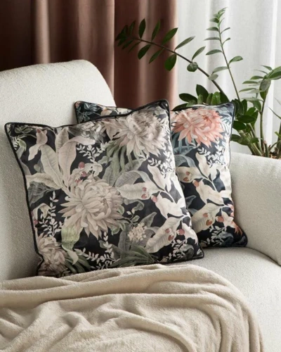 Декоративна велюрова наволочка Velvet 114 Eurofirany, - чорний/бежевий