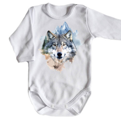 Дитяче боді з довгим рукавом "Wilki" Moocha, - білий