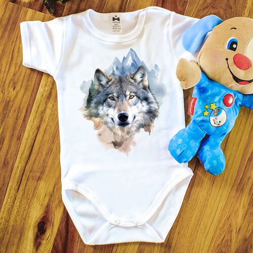 Дитяче боді з коротким рукавом "Wilki" Moocha, -білий