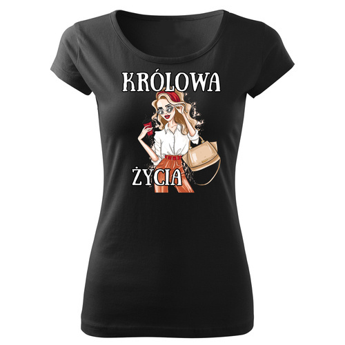 Футболка жіноча "KRÓLOWA ŻYCIA"  Moocha, - чорний