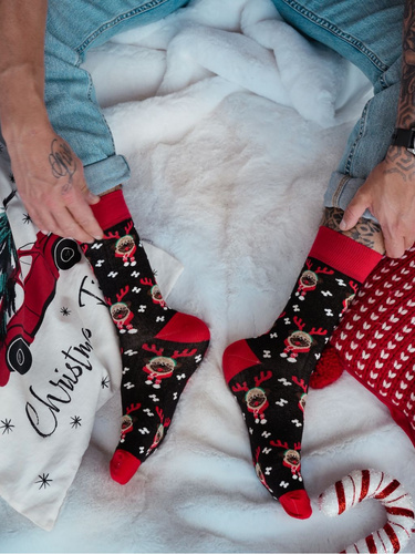 Чоловічі шкарпетки Milena 1290-036 Mopsy – святкові, бавовняні