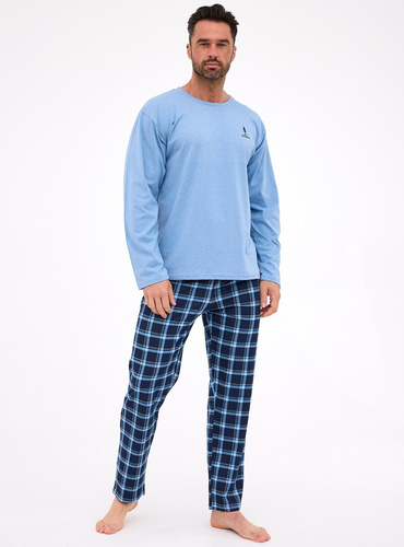 124/308 Sequoia Чоловіча піжама Cornette, - блакитний, бавовна, довгий рукав