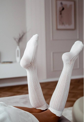 Підколінки жіночі 0330 Ażur Jodełka Milena, - екрю