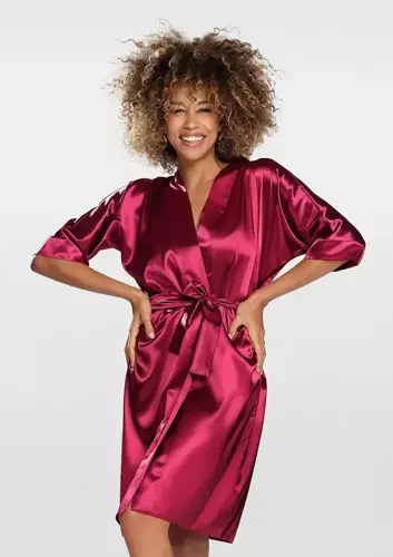Сатиновий халат жіночий 100 Dkaren, - бордо