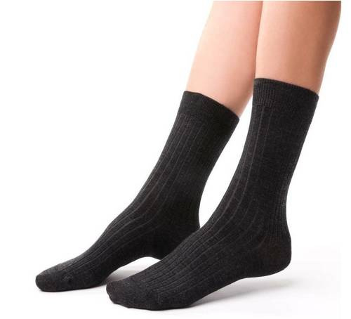 ART.130 Natural Merino Wool Шкарпетки жіночі в рубчик Steven -005 графіт