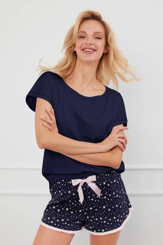 Піжама жіноча Libra короткий рукав Italian Fashion, - темно-синій/принт