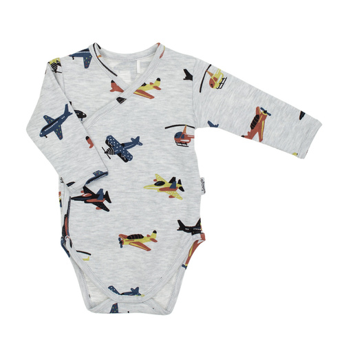 Nicol Willy боді бавовняне з довгим рукавом 219094 – дитяче боді з принтом літаки