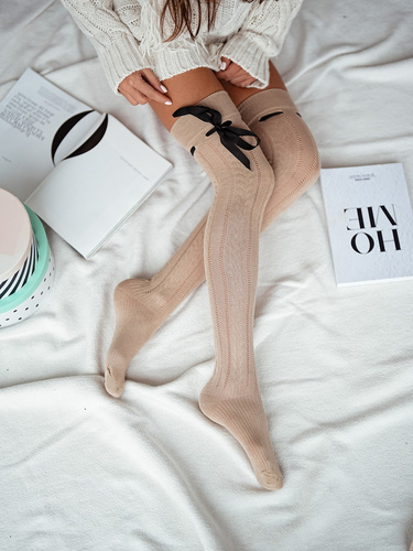 Заколінки жіночі із стрічкою 835 Milena-бежевий