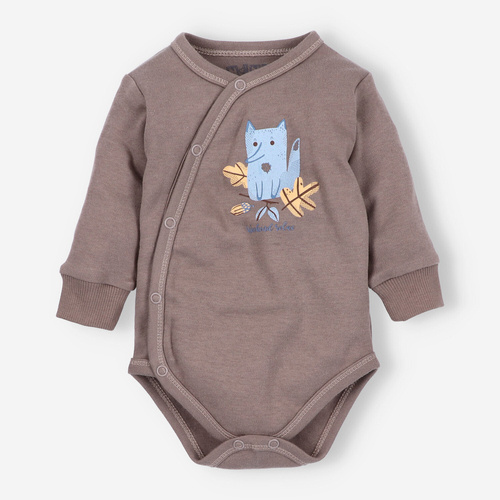 Боді на запах з органічної бавовни ABN-4497 Skarby Jesieni Nini коричневий