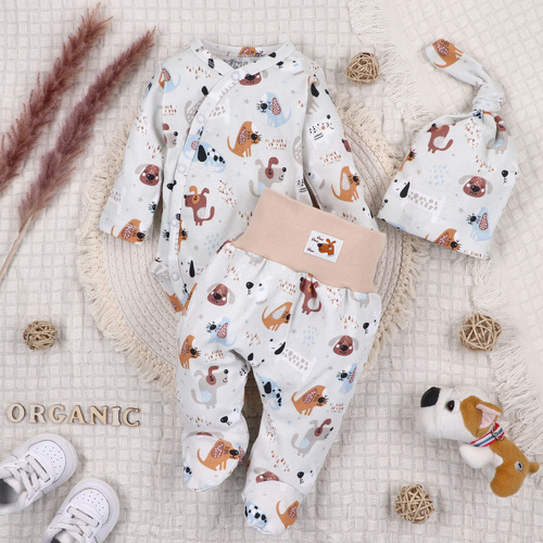 Дитяче боді на запах з органічної бавовни ABN-3580/PIE Psiaki Nini