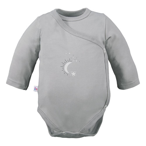 Дитяче боді з довгим рукавом  Eevi, - сірий\зірочки