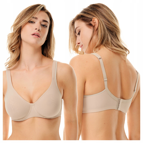 Бюстгальтер м'який Spiman 393 – бежевий,  гладкі чашки, на кісточках, з мікрофібри, широкі бретелі
