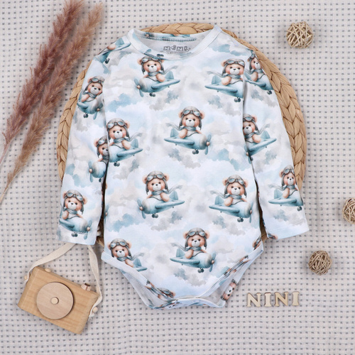 NINI ABN-5746/JSZ боді для немовлят 100% бамбук Baby Bear Pilot з кнопками