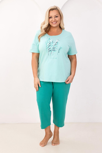 Жіноча піжама Regina 740, 100% бавовна, з принтом, 7/8 брюки, комфорт і стиль