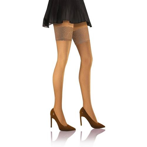 Жіночі самотримаючі панчохи в сіточку Brio Sesto Senso,- antilope