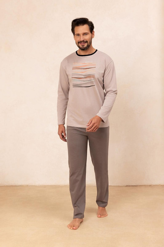 Бавовняна чоловіча піжама Regina 492 — бежевий