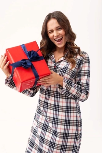 Нічна сорочка 157 Luna, - білий/темно-синій