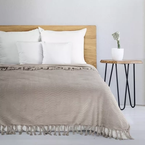 Плед покривало з бахромою Emma Eurofirany,- бежевий