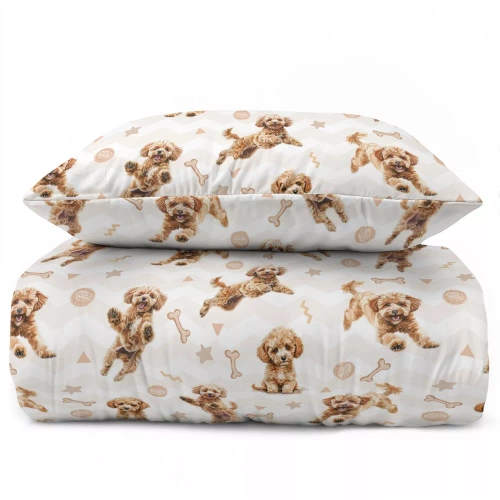 Дитяча бавовняна постільна білизна Рудий песик 5451 A Rudy Piesek Detexpol, - бежевий