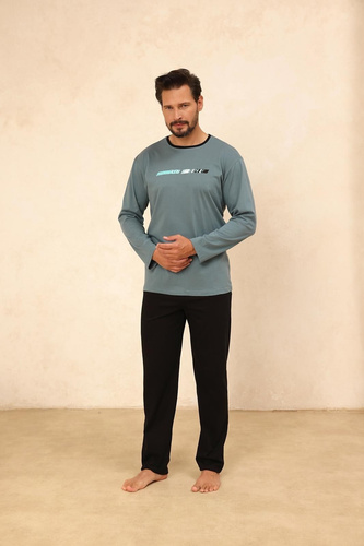 Бавовняна чоловіча піжама 494 Regina, зелений - довгий рукав, класичний крій