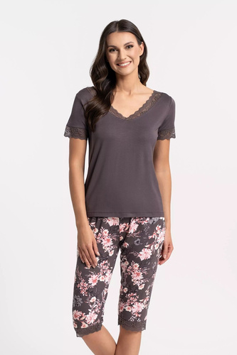Жіноча піжама Moraj PDD4900-0286 коричнева з віскози з V-вирізом