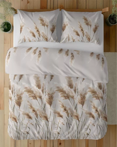 Постільний комплект 5329 B Pościel satynowa Trawy pampasowe Detexpol