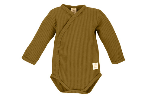 Дитяче боді з довгим рукавом  03249D "Natural Waffel" Makoma,- golden brown