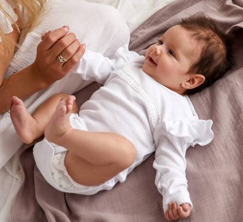 Дитяче боді з довгим рукавом  "Paris Girl" Makoma,- білий