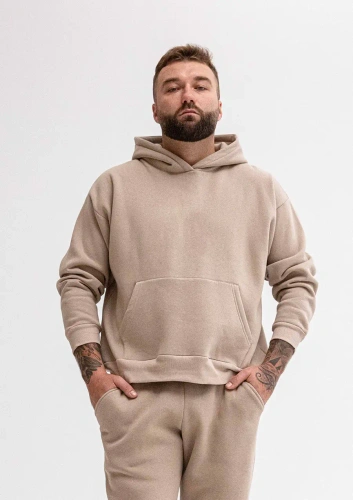 Чоловіча худі DK-K-B14 – бавовняна, з капюшоном, зручна та еластична для щоденного носіння cappuccino