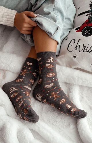 Жіночі шкарпетки Milena 1283-038 Pierniki – святкові, бавовняні