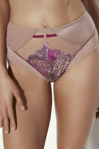 Трусики жіночі Ava 2271 Nude/Wine – класичні, з вишивкою, з повним покриттям