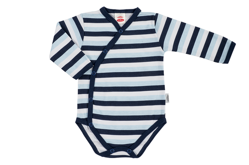 Дитяче боді з довгим рукавом 0327N "Strip Types" Makoma, - темно-синій