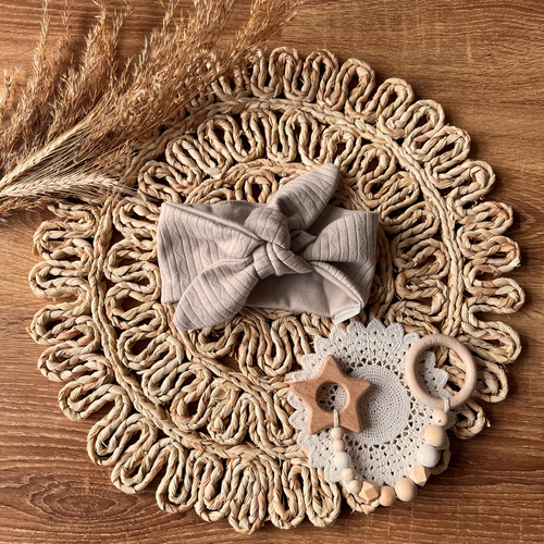 Пов'язка на голову для дитини OPAG015 EkoBaby Mamatti, - бежевий