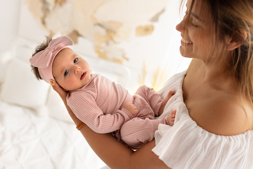 Пов'язка на голову для немовлят 4234OE "Natural Harmony" Makoma, - пудрово рожевий