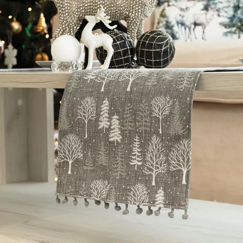 Ilona obrus bieżnik świąteczny Eurofirany srebrny