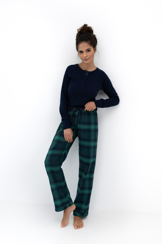 Жіноча піжама Sensis Cassandra – бавовна, довгі штани, клітинка