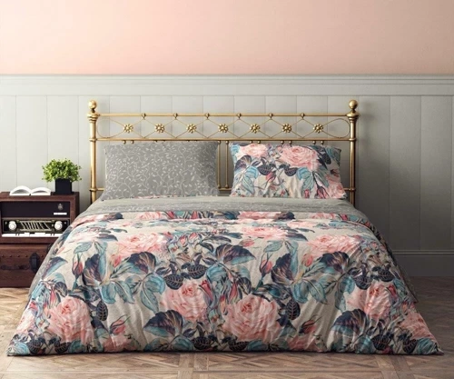 Комплект постільної білизни " Flovery 001" Бавовна Faro, - сірий