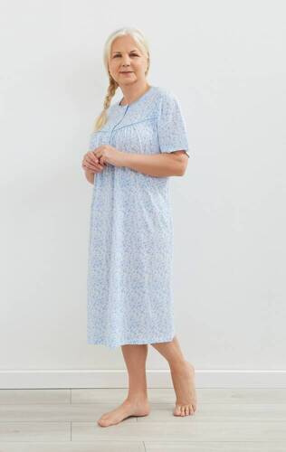 Нічна сорочка жіноча 203 Bogna I на гудзиках Martel,- білий/блакитний