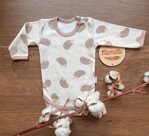 Бавовняне дитяче боді з довгим рукавом Mamatti BD15726 їжачки