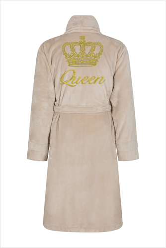 Queen + Korona Халат жіночий флісовий ByShelly -бежевий/золотий