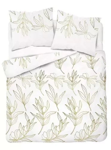 Постільний комплект Home Satin листя 4448 В Detexpol, - білий