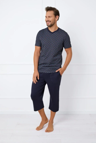 Чоловіча піжама Gerard короткий рукав Italian Fashion  - принт/темно-синій