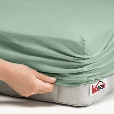 Трикотажне простирадло з резинкою Jersey KARO, - оливковий