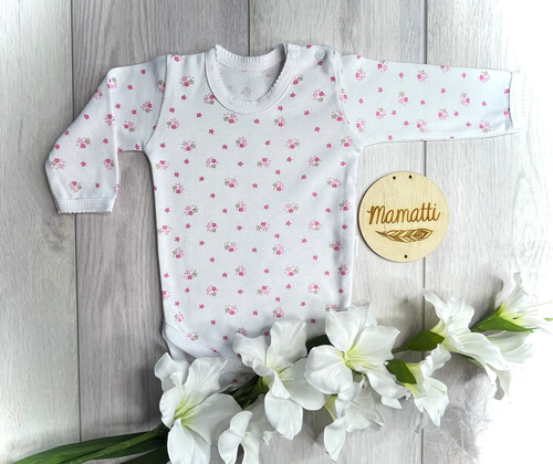 Бавовняне боді з довгим рукавом для немовлят Mamatti BD15326 Квіточки