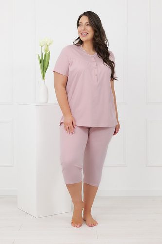 Hemaria Italian Fashion жіноча бавовняна піжама 3/4 plus size рожевого кольору