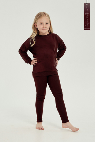 Дитячий спортивний костюм: світшот+легінси Selena 3051 Taro, - коричневий